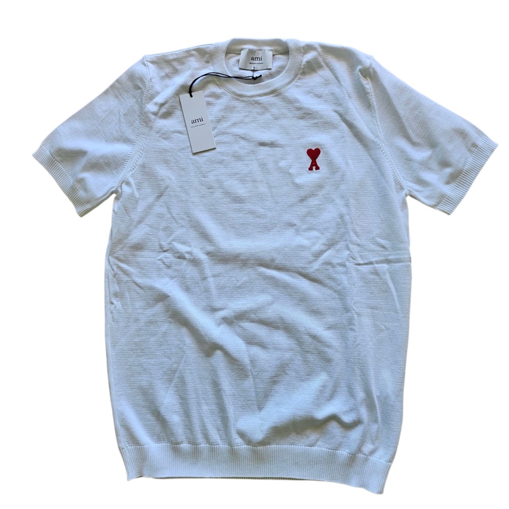 Ami White Tee with Red Logo Size Large